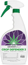 Grower's Ally Crop Defender 3 - Ready-to-Use Miticide, Insecticide, Fungicide Control for Plants - OMRI Listed Natural Garden Safe Spray for Powdery Mildew, Spider Mites, Russet Mite Killer - 24 Oz