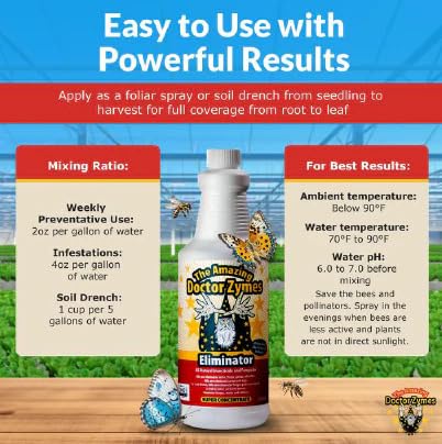 Eliminator RTU Concentrate – Organic Enzyme Insecticide & Miticide – Safe Pest Control for Gardens, Crops, Homes & Pets – Natural Bug Spray for Aphids, Mites, Whiteflies, Flies, Mildew & Fungus