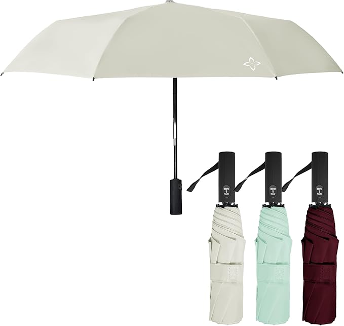 UV Travel Umbrella for Sun Protection & Rain, Compact Windproof Folding, Refined craftsmanship, Auto Open/Close, 43" Canopy with color coating, UPF 100+ UV Blocking, TSA Approved