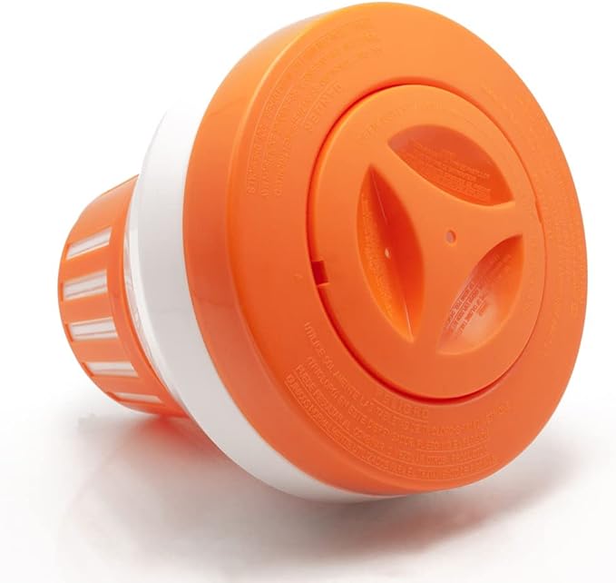 WWD Pool Chlorine Floater for 3 inch Tablets, Floating Chlorine Dispenser Larger Capacity Adjustable Control Ring for Spas Hot Tub Water Park Indoor & Outdoor Swimming Pool(Orange)