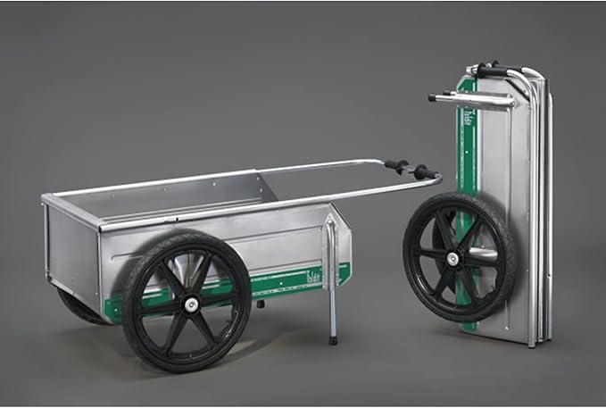 Tipke Manufacturing Company Foldit 2200 Do It All Portable Rust Resisting Aluminum Folding Utility Cart, 330 Lb Capacity, Green Stripe (2 Pack)
