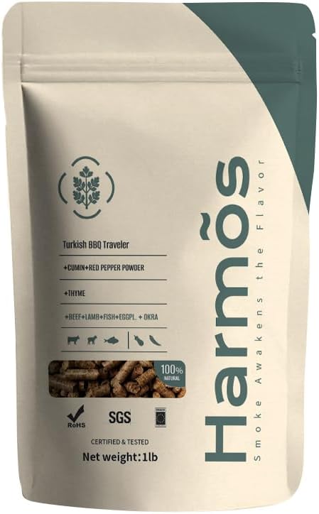 Harmos 4-Wood Pellets: Turkish/Ninja BBQ, Premium Hardwood Pellets for Smokers, 2 Sealed Packs