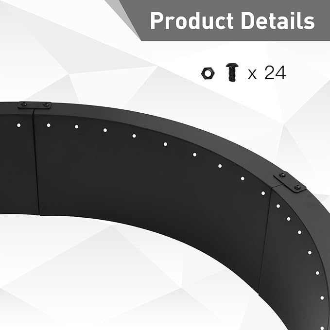 45 inch Fire Pit Ring,Large Round Firepit for Outdoor Fire Liner Wood Burning Heavy Duty Metal Campfire Ring Above or In-Ground, Black 45-Inch Outer/40-Inch Inner Diameter