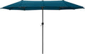HERA'S PALACE 13 Ft Double-Sided Twin Patio Umbrella, Outdoor Double Sided Market Patio Umbrella with Crank, Powerful UV Protective (Cerulean)