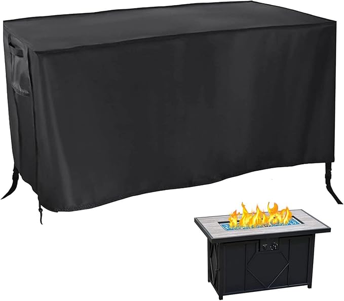 Fire Pit Cover Rectangular,Waterproof Fire Table Cover Rectangle for Outdoor Gas Propane Fire Pit Table-44 x 32 x 22 Inch, Black