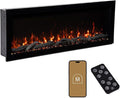 Modern Ember Highmark 50 Inch Smart Linear Electric Fireplace - Premium Flame with 10 Colors, Sleek Hidden Vent Design, Install Recessed in-Wall or Wall-Mount, WiFi Enabled