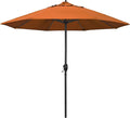 California Umbrella 9' Rd Aluminum Patio Umbrella, Crank Lift, Auto Tilt, Black Finish, Sunbrella Tuscan