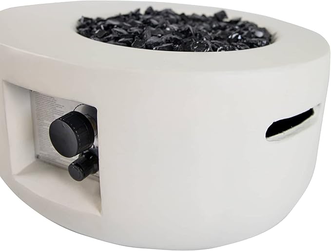 Bluegrass Living HF26900AA Carlisle Propane Fire Pit Table for Patio and Deck Use, MGO Construction, Includes Glass Beads and Protective Cover, 26 Inches, White