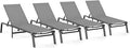 Patio Chaise Lounge Chair Set of 4, Foldable Lounge Chair for Outside, Aluminum Chairs with 5 Adjustable Backrest, Outdoor Pool Lounger for Poolside, Patio, Deck, Grey