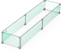 Skyflame Fire Pit Table Glass Wind Guard - 54" x 12", Thick Linear Heat-Resistant Tempered Glass Flame Shields with Hard Aluminum Corner Brackets and Rubber Feet for Propane, Gas, Outdoor