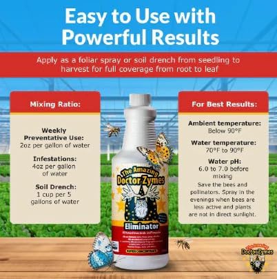 Eliminator Concentrate – Organic Enzyme Insecticide & Miticide – Safe Pest Control for Gardens, Crops, Homes & Pets – Natural Bug Spray for Aphids, Mites, Whiteflies, Flies, Mildew & Fungus