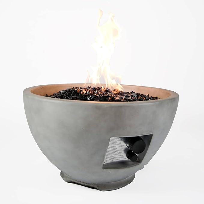 Bluegrass Living HF36177AA-S Ashwick 40,000 BTU Propane Fire Pit Table for Patio and Deck Use, MGO Construction, Includes Crystal Glass Beads and Protective Fabric Cover, 24-Inch x 13.2-Inch, Gray