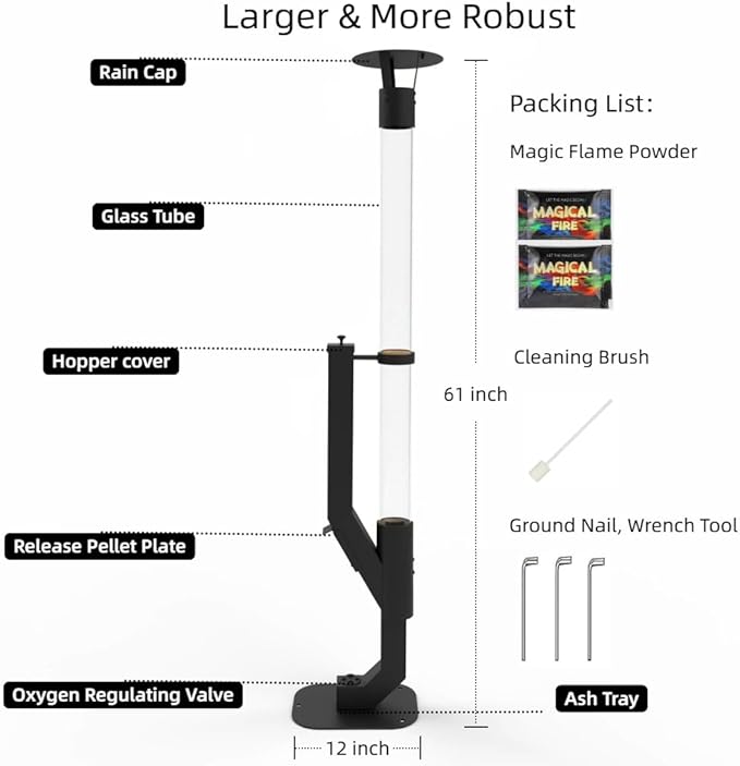 Outdoor Pellet Heater with Exclusive Rain Cap, All-Weather Patio Heater for Garden, Backyard, Party, Matte Black