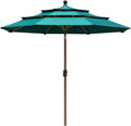 EliteShade USA 10-Year-Non-Fading 9Ft 3 Tiers Market Umbrella Patio Umbrella Outdoor Table Umbrella with Ventilation, Teal