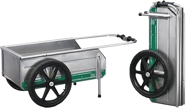 Tipke Manufacturing Company Foldit 2200 Do It All Portable Rust Resisting Aluminum Folding Utility Cart, 330 Lb Capacity, Green Stripe (2 Pack)