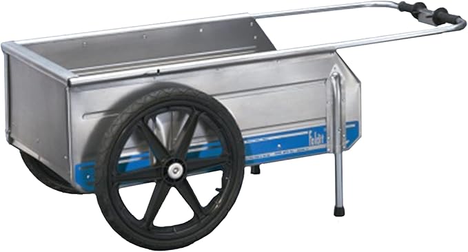 Tipke Manufacturing Company Foldit Portable Aluminum Folding Cart Multipurpose for Groceries, Yard and Construction work, Blue Stripe with Rear Gate