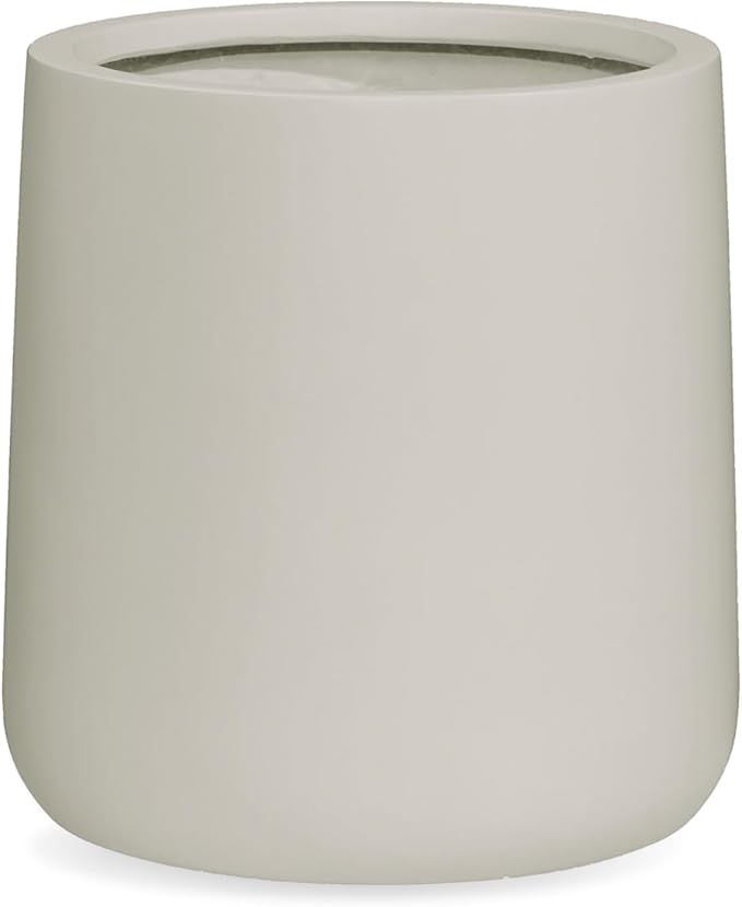 15.3"H x 15"D Conico Fiberstone Round Planter - Christmas Tree Planter, Smooth Finishes, Weather Resistant for Indoor and Outdoor Use, Included 2 Extra Coco Mats (Taupe, 11.7" Pot Opening)