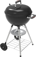 Megamaster 18" Portable Charcoal Barbecue Grill with Adjustable Air Vent, Storage Rack, 245 SQ. In Cooking Area, 2 Wheel Transport BBQ Grill for Camping, Outdoor Cooking, Patios, and More - 810-KY003