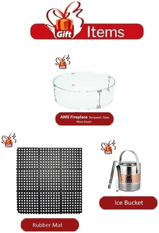 Elementi Lunar Bowl Cast Concrete Fire Table Bundle, Outdoor Fire Pit Fire Table Patio Furniture, Dark Gray (Liquid Propane Gas)