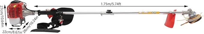 2 Cycle Weed Wacker Gas Powered Grass Trimmer, 2 in 1 26CC Straight Shaft String Trimmer Weed Eater, Air-Cooled Gasoline Brush Cutter Lawn Edger with 2 Blade Heads for Weeds & Grass Cutting