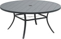 DIFY 60" Round Outdoor Patio Dining Table for 8-10, Metal Patio Table with 1.57" Adjustable Umbrella Hole, All-Weather Dining Furniture Table for Backyard Lawn Garden, Grey