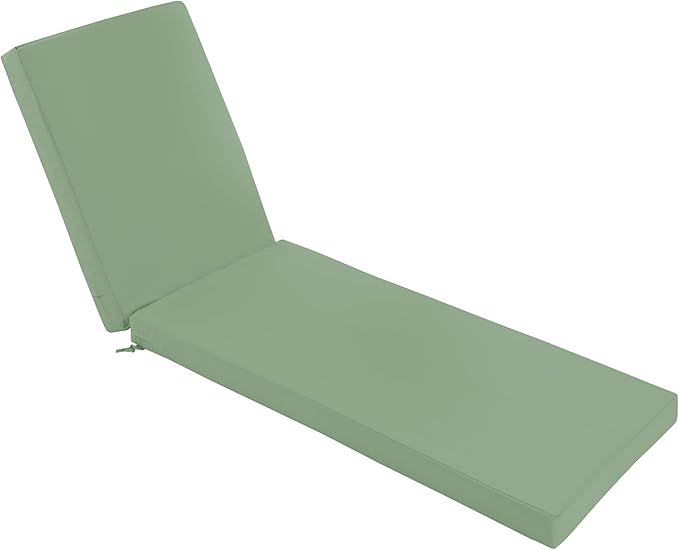 Chaise Lounge Cushions Outdoor - Waterproof and Fade Resistant Sun Lounger Replacement Cushions - Patio Lounger Pads with Removable Cover for Pool, Deck, Lawn, 80 x 26 x 3 Inch, Sage Green