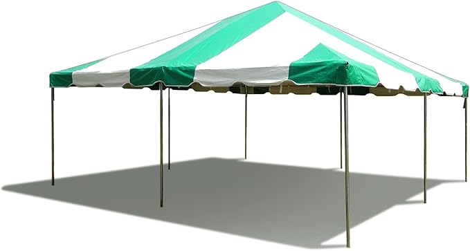 Party Tents Direct 20'x20' Weekender West Coast Tent Frame Party Tent (Green/White) PVC Top with Storage Bag - Tents for Parties, Weddings, Birthdays, Banquets, Fiestas, Workshop, Outdoor Event