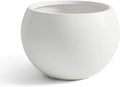 Fiberstone Sphere Planter, 15.8" Dia Round Flower Pot with Drainage Hole and Removable Plug, Plant Pot for Indoor Outdoor Use, 11.8" Opening-10.9" H Medium, White