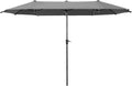 HERA'S PALACE 13 ft Large Double-Sided Twin Patio Umbrella, Outdoor Market Umbrella with Crank Handle, Powerful UV Protective, Smoky Gray