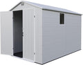 Patiowell 6x10 FT Outdoor Storage Shed with Floor, Large Plastic Resin Garden Shed with Lockable Door, Windows, Weather-Resistant for Lawn Mower, Tool & Backyard Storage (Light Grey)