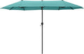 HERA'S PALACE 13 Ft Double-Sided Twin Patio Umbrella, Outdoor Double Sided Market Patio Umbrella with Crank, Powerful UV Protective (Turquoise)