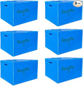 Reusable Foldable Box Corrugated PP Lightweight, Storage Moving Mailing, Heavy Duty Stackable, Tape Free Self-Locking Lid, Handles for Business Home (6 Pack Sky Blue 18x14x12 in)