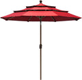 EliteShade USA 10-Year-Non-Fading 9Ft 3 Tiers Market Umbrella Patio Umbrella Outdoor Table Umbrella with Ventilation, Logo Red