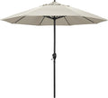 California Umbrella 9' Rd Aluminum Patio Umbrella, Crank Lift, Auto Tilt, Black Finish, Sunbrella Canvas