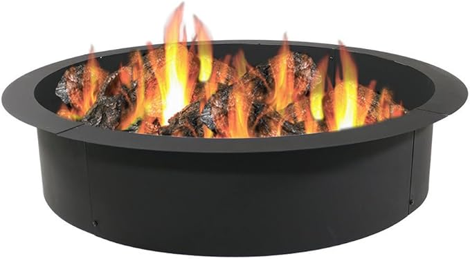 Sunnydaze Outdoor Fire Pit Ring - DIY Above or In-Ground Steel Fire Ring Insert - 42-Inch Outer/36-Inch Inner Diameter