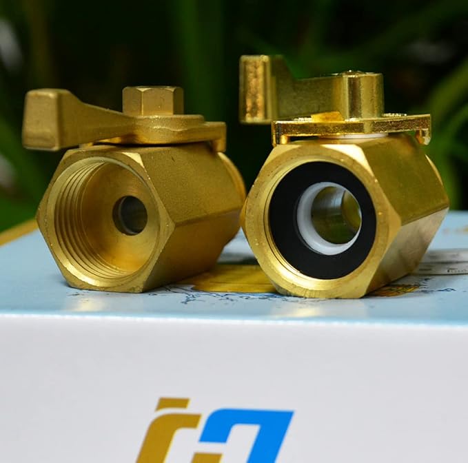 HQMPC Super Heavy Duty 3/4" Brass Shut Off Valve Garden Hose Shut Off Valve Garden Hose Connector 2 PCS