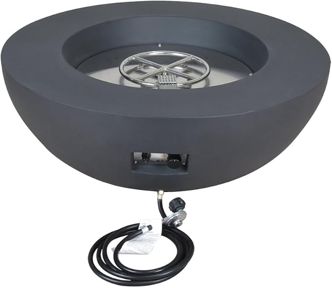 Lunar Bowl Concrete Fire Pit 42" x 42" Outdoor Patio Firepit Includes Lava Rocks Modern Fire Pits & Outdoor Fireplaces for Garden, Deck, Indoor & Outdoor Heating