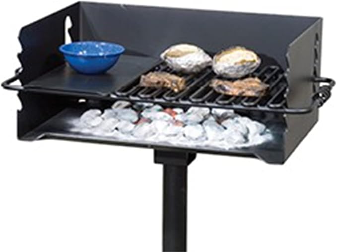 Pilot Rock 6 Pack Charcoal Grill, Jumbo Park Style Steel Outdoor BBQ, CBP-247