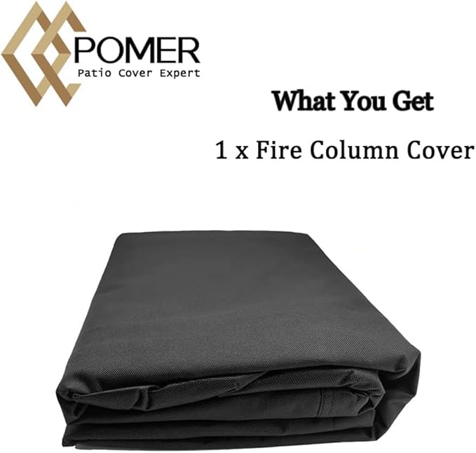 POMER Fire Column Cover,21inch Square Firepit Cover for Patio Fire Column Waterproof Outdoor Fireplace- 21"Lx21"Wx35"H