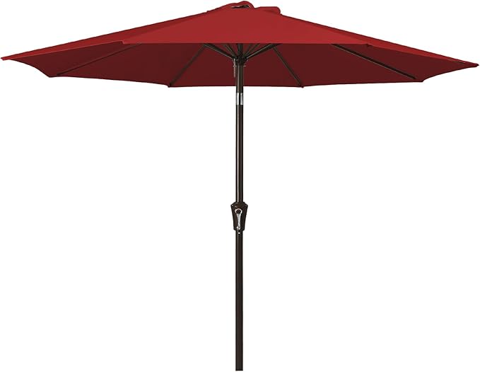JEAREY 9FT Outdoor Patio Umbrella Outdoor Table Umbrella with Push Button Tilt and Crank, Market Umbrella 8 Sturdy Ribs UV Protection Waterproof for Garden, Deck, Backyard, Pool (Cherry Red)