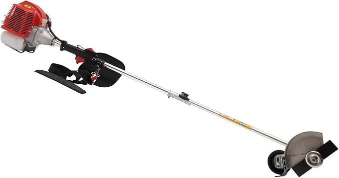 2 Cycle Weed Wacker Gas Powered Grass Trimmer, 2 in 1 43CC Straight Shaft String Trimmer Weed Eater, Air-Cooled Gasoline Brush Cutter Lawn Edger with 2 Blade Heads for Weeds & Grass Cutting