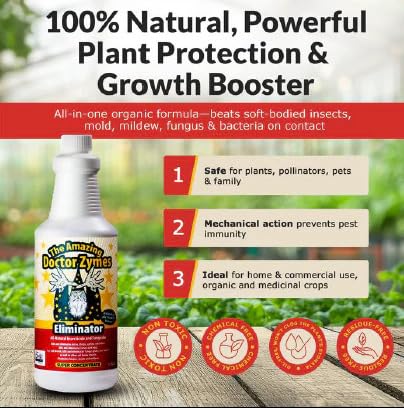 Eliminator RTU Concentrate – Organic Enzyme Insecticide & Miticide – Safe Pest Control for Gardens, Crops, Homes & Pets – Natural Bug Spray for Aphids, Mites, Whiteflies, Flies, Mildew & Fungus