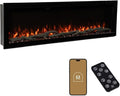 Modern Ember Highmark 60 Inch Smart Linear Electric Fireplace - Premium Flame with 10 Colors, Sleek Hidden Vent Design, Install Recessed in-Wall or Wall-Mount, WiFi Enabled.