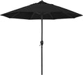 California Umbrella 9' Rd Aluminum Patio Umbrella, Crank Lift, Auto Tilt, Black Finish, Sunbrella Black