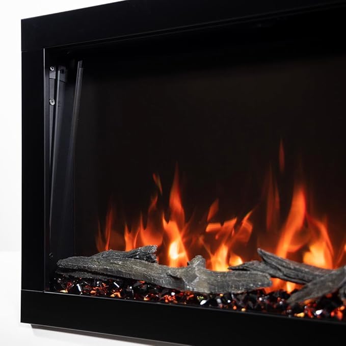 Modern Ember Highmark 50 Inch Smart Linear Electric Fireplace - Premium Flame with 10 Colors, Sleek Hidden Vent Design, Install Recessed in-Wall or Wall-Mount, WiFi Enabled