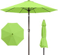 9FT Patio Umbrella Outdoor Table Umbrella w/Push Button Tilt and Crank, 8 Sturdy Ribs, UV Resistant Waterproof Market Umbrella for Pool, Deck, Backyard, Garden, Apple Green