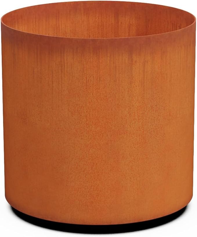 Plantercraft Corten Steel Garden Planter Round Heavy Duty Metal | Made in USA | Fully Assembled | Commercial Residential Outdoor