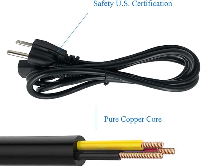 DONSIQIZZ Pellet Smoker Grill Power Cord Kit Replacement Part Compatible with Traeger Ironwood 650 & 885, Pro Series 575 & 780, Timberline 1300 & 850, 6 Feet，Black