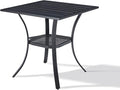 VICLLAX Small Square Outdoor Patio Table, All Weather Metal Outdoor Dining for Lawn Garden