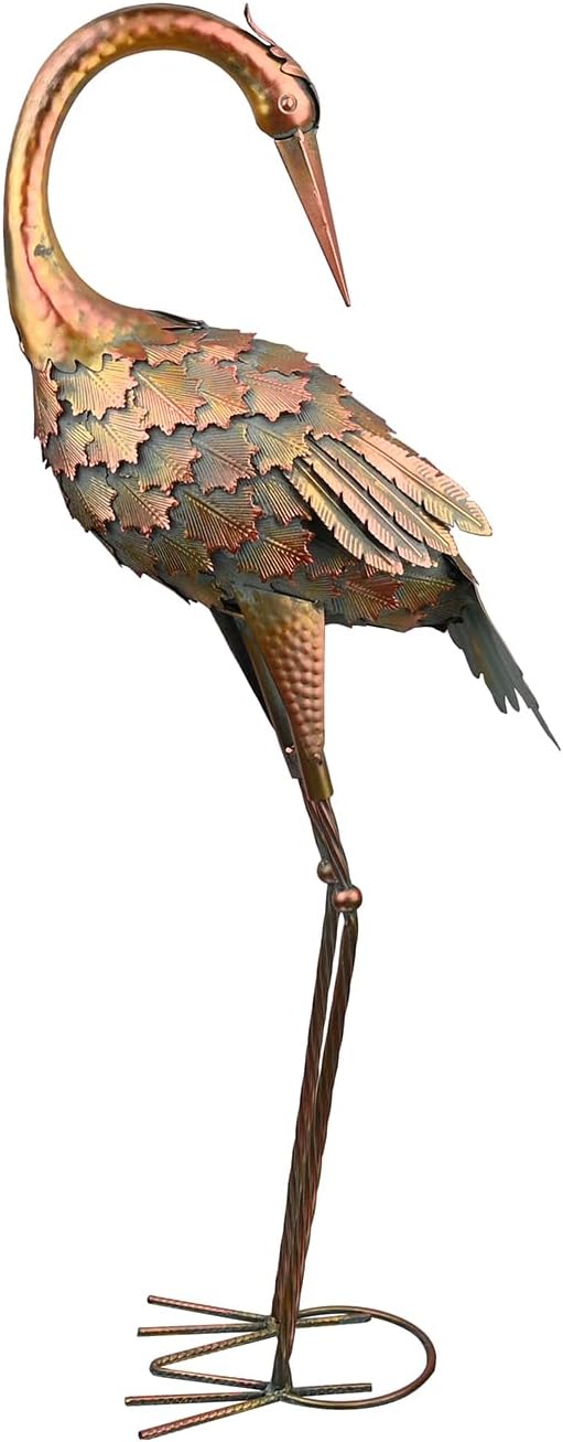 QNGCOLRCY 2pcs Crane Garden Statues, Metal Crane Outdoor, Blue Heron Sculpture Metal Yard Art, Large Garden Heron Lawn Ornaments for Backyard Pond Patio Porch Outside Decorations